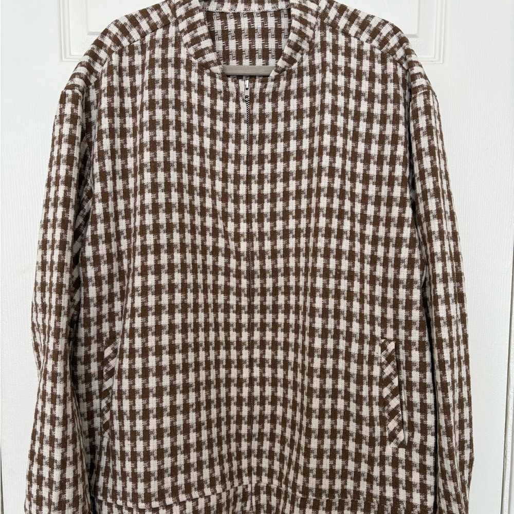 Brown and White Houndstooth Jacket